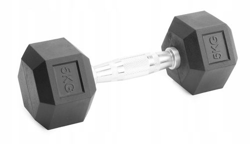Hantle stałe 2x5kg żeliwne gumowane ZESTAW 10kg HEX do treningu SOLIDNE na Arena.pl