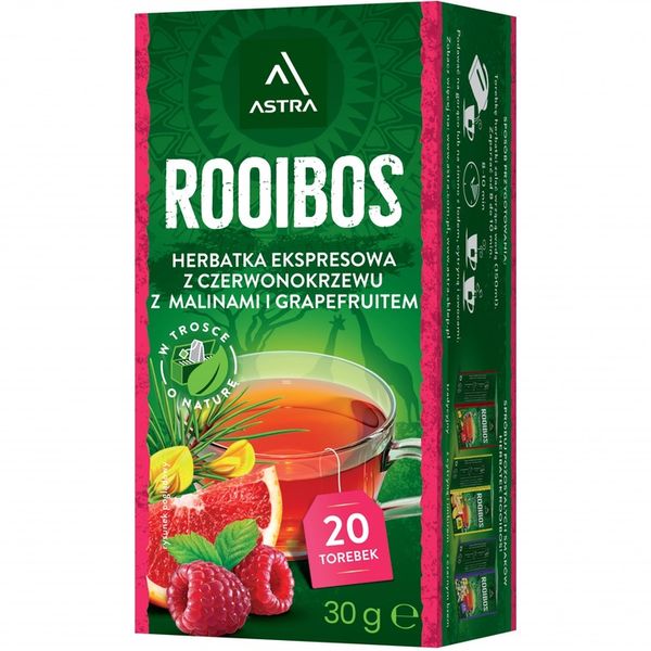 Herbata ziołowa w torebkach Astra Rooibos malina i grapefruit 20szt x20 zdjęcie 4