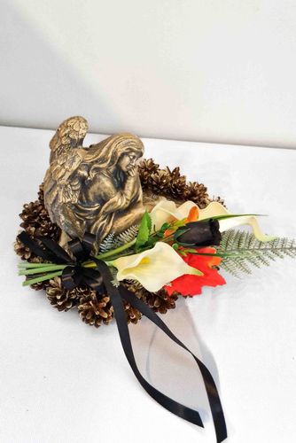 Aniołek Brąz Stroik na Grób Kompozycja na Cmentarz na Arena.pl