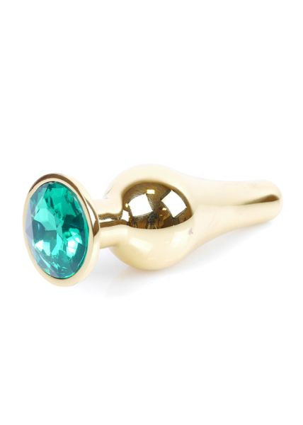 Plug-Jewellery Gold Butt Plug- Green zdjęcie 7