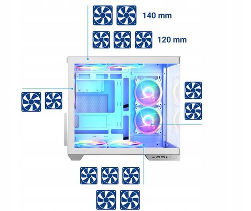 Gamingowa obudowa MODECOM VOLCANO PANORAMA APEX ARGB 3F MIDI biała, 3×went. na Arena.pl