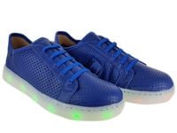 BIBI Półbuty dziecięce - sneakersy LED ze skóry - rozmiar 39 - niebieskie