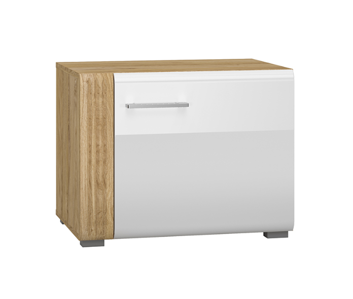 Szafka Niska Do Stolika RTV 1D 60 cm Dąb Castello + Biały Połysk ABIGO ML zdjęcie 1