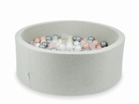 Suchy basen jasnoszary 110x40 z piłeczkami 500 sztuk (przezroczyste, perłowe, srebrne, różowozłote, jasnozłote)