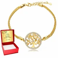 Złota Bransoletka 925 Drzewko dla kobiety Grawer