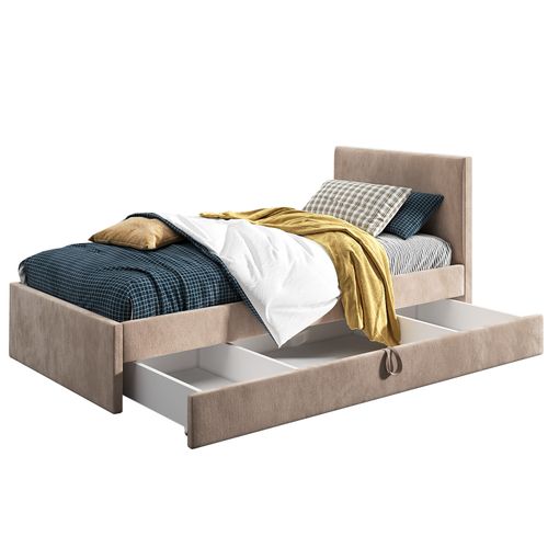 Łóżko młodzieżowe 90x200 Basic Toni, Jasny Szary, Szuflada na Arena.pl