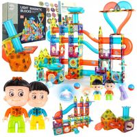 Klocki MAGNETYCZNE KONSTRUKCYJNE świecący tor 202 el 3D Zabawka edukacyjna