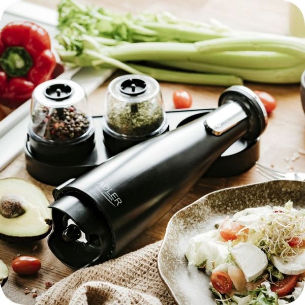 elektryczny młynek do pieprzu i soli pojemniczki ładowanie usb 3 zestaw 3w1 zdjęcie 2