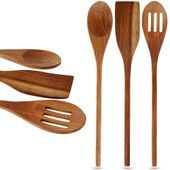 3x Łopatki Kuchenne Łyżki Drewniane Zestaw Przyborów Kuchennych Przybory