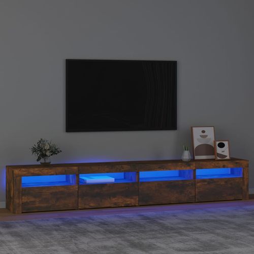 Szafka pod TV z oświetleniem LED, przydymiony dąb, 240x35x40 cm na Arena.pl