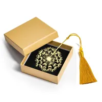 Zakładka do Książki Dmuchawiec Metalowy Złoty Frędzel + Ozdobne Pudełko