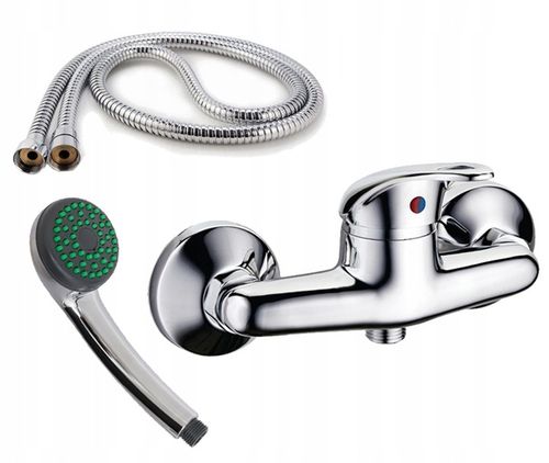 BATERIA PRYSZNICOWA WANNOWA NATRYSKOWA ŚCIENNA DO KABINY UCHWYT WĄŻ ZESTAW na Arena.pl