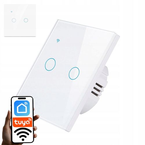 WŁĄCZNIK WYŁĄCZNIK ŚWIATŁA SZKLANY WIFI BIAŁY PODWÓJNY 2G TUYA SMART ⌀60 na Arena.pl