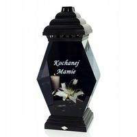 Znicz Lilia czarny duży Kochanej Mamie ozdoba nagrobna lampion
