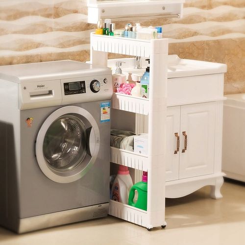 SZAFKA DO KUCHNI ŁAZIENKI MOBILNA NA KÓŁKACH BIAŁA WĄSKI REGAŁ 4 POZIOMY na Arena.pl