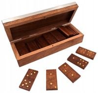 Domino Drewniane w Pudełku z Aluminiowym Topem Gra Klasyczna DO-017