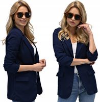 Granatowa marynarka damska - drapowany rękaw S/36