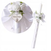 Świeca do Chrztu Świętego ręcznie zdobiona gromnica + OKAPNIK