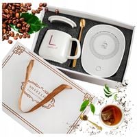 ZESTAW PODGRZEWACZ DO KUBKA KUBEK CERAMICZY ZASILANY PREZENTOWY FILIŻANKA