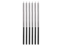 Świeczki urodzinowe "Platinum", srebrne, 6 szt.
