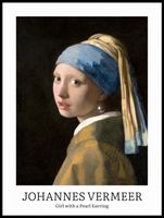 Plakat 60x80cm Design Girl with a Pearl, Vermeer Vintage do Salonu