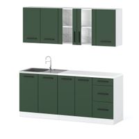 Meble Kuchenne Butelkowa Zieleń Rest 2.0m Komplet Nowoczesny Modułowy