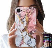 ETUI DO IPHONE ( 6 PLUS ) - RÓŻOWO BIAŁY MARMUREK, KAMIENNE WZORY