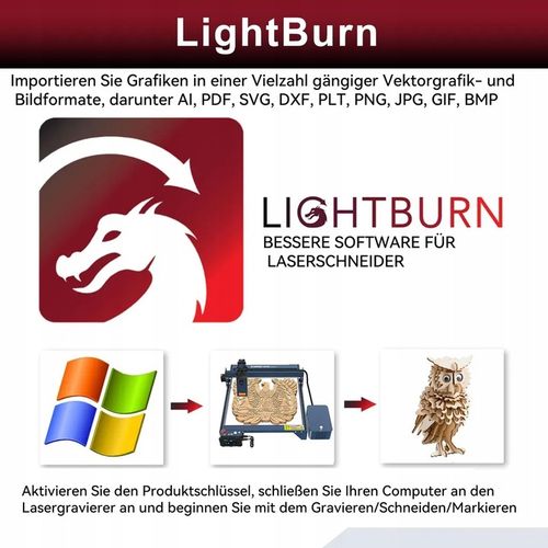 Klucz wersji oprogramowania LightBurn G-Code dla grawerów laserowych na Arena.pl