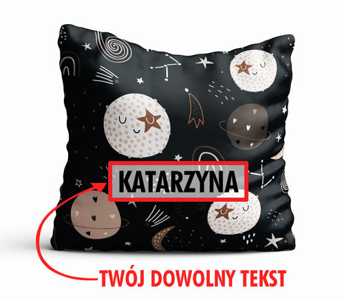 Poduszka DZIECIĘCA z Twoim napisem PD64 planety nocą na Arena.pl