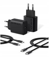 ŁADOWARKA SIECIOWA ANKER 25W KABEL USB-C SZYBKIE ŁADOWANIE 2 SZT ŁADOWAREK