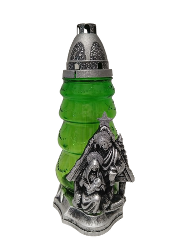 Znicz Bożonarodzeniowy z aplikacją szopki srebrny 27 cm na Arena.pl