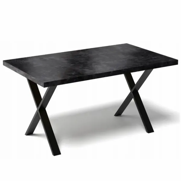 STÓŁ DO KUCHNI JADALNI SALONU METALOWE NOGI X LOFT 100x60CM BETON CIEMNY zdjęcie 1