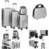 WALIZKI SREBRNE AZORES 4W1 Z KUFREM NA KÓŁKACH ABS