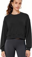 Crop Top Damski Długi Rękaw Oversized Casualowy Modny Oddychający Czarny L