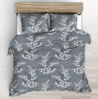 Pościel z kory 140x200 wzór gałązki na grafitowym tle