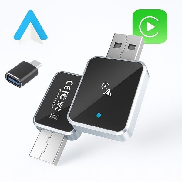 BEZPRZEWODOWY ADAPTER ANDROID AUTO CARPLAY 2W1 IPHONE USB USB-C zdjęcie 1