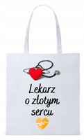 Dla Doktora Lekarza Torba Eco Biała Shopper Z Nadrukiem Ze Zdjęciem