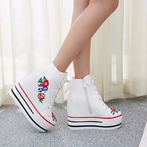 Trampki Damskie -SPORT - NA PLATFORMIE - Haftowane na Arena.pl