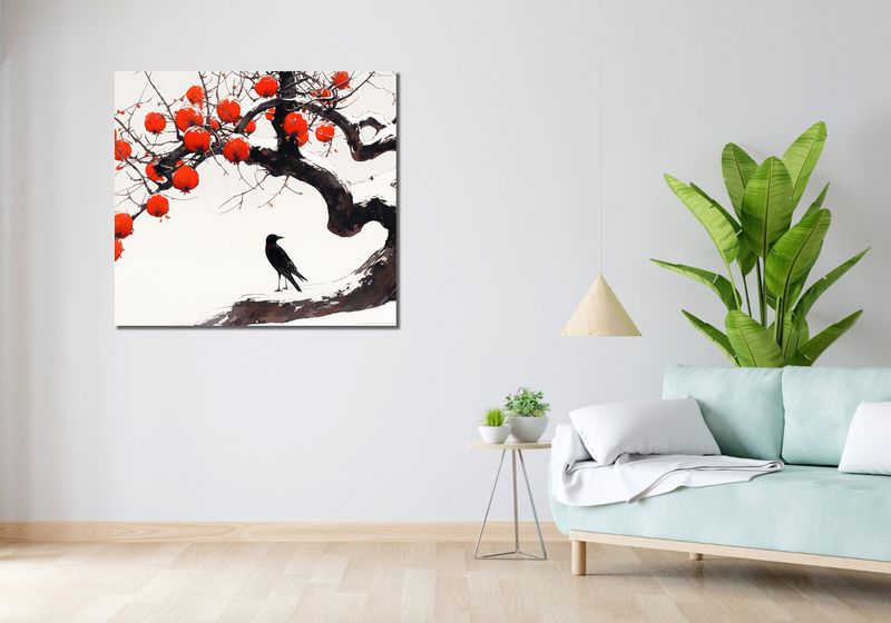 Obraz 100x90cm Kruk przy Drzewie zdjęcie 2