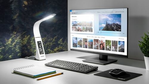 Lampka na biurko biurkowa LED nocna regulacja budzik LCD 7W USB Rebel na Arena.pl