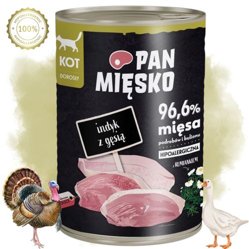 karma mokra dla kota indyk z gęsią pan mięsko hipoalergiczna 400g alergia na Arena.pl