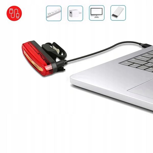 LAMPKA ROWEROWA TYLNA LED USB MOCNA zdjęcie 2