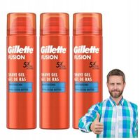 Gillette Fusion Żel Do Golenia Moisturising 200 ml x3