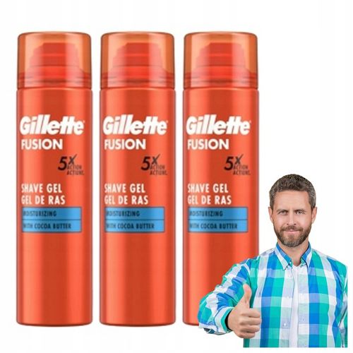 Gillette Fusion Żel Do Golenia Moisturising 200 ml x3 na Arena.pl