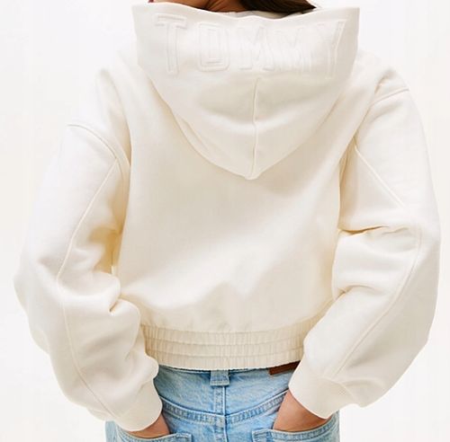 Luźna bluza z kapturem i teksturowanym logo TOMMY HILFIGER SIZE14 na Arena.pl