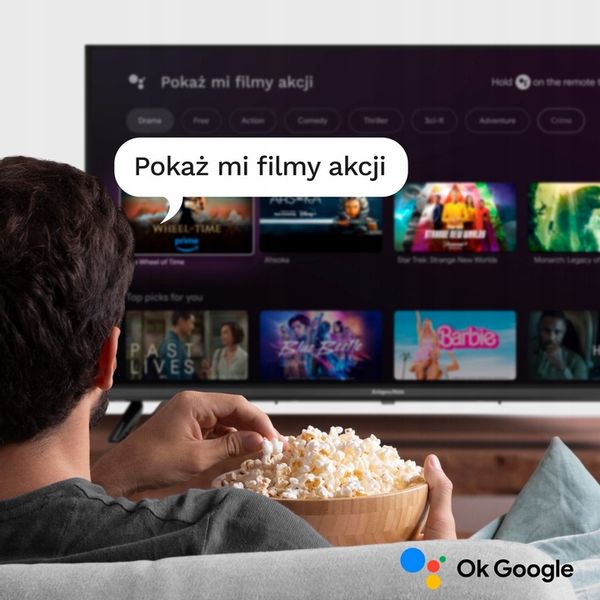 Telewizor 32'' HD Google TV Kruger&Matz DVB-T2/S2/T/C H.265 HEVC zdjęcie 3