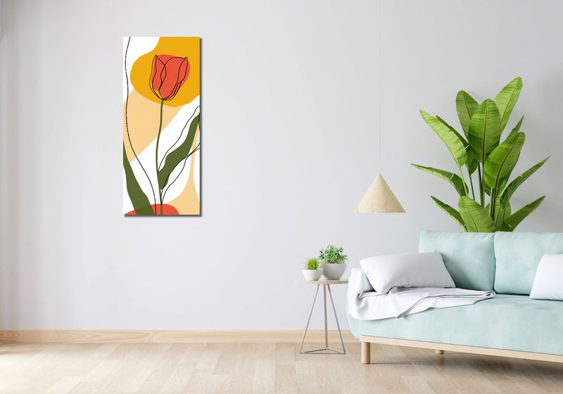 Obraz 40x100cm Przerysowany Tulipan zdjęcie 2