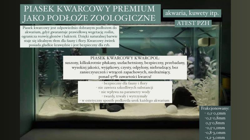 Piasek kwarcowy do akwarium podłoże zoologiczne PREMIUM 25 kg na Arena.pl