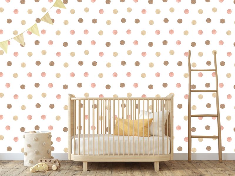 Tapeta Dziecięca W Stylu Boho Akwarelowe KROPKI Pastelowe Groszki zdjęcie 2