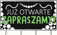 BANER REKLAMOWY 300x150 cm oczkowany projekt w cenie JUŻ OTWARTE ZAPRASZAMY